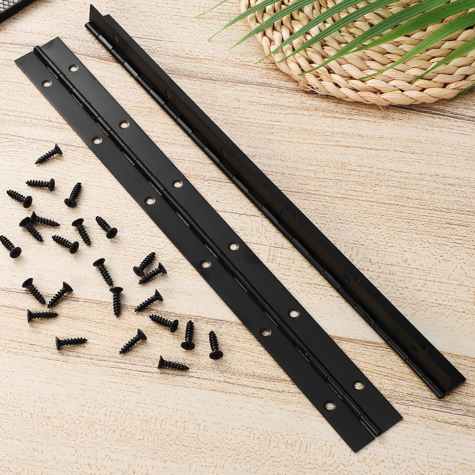 

2 Pcs Black Hinge 300x30x0.8mm Heavy Duty Iron Screw Wood Box Piano Hinges Metal Furniture Craft Long Hardware