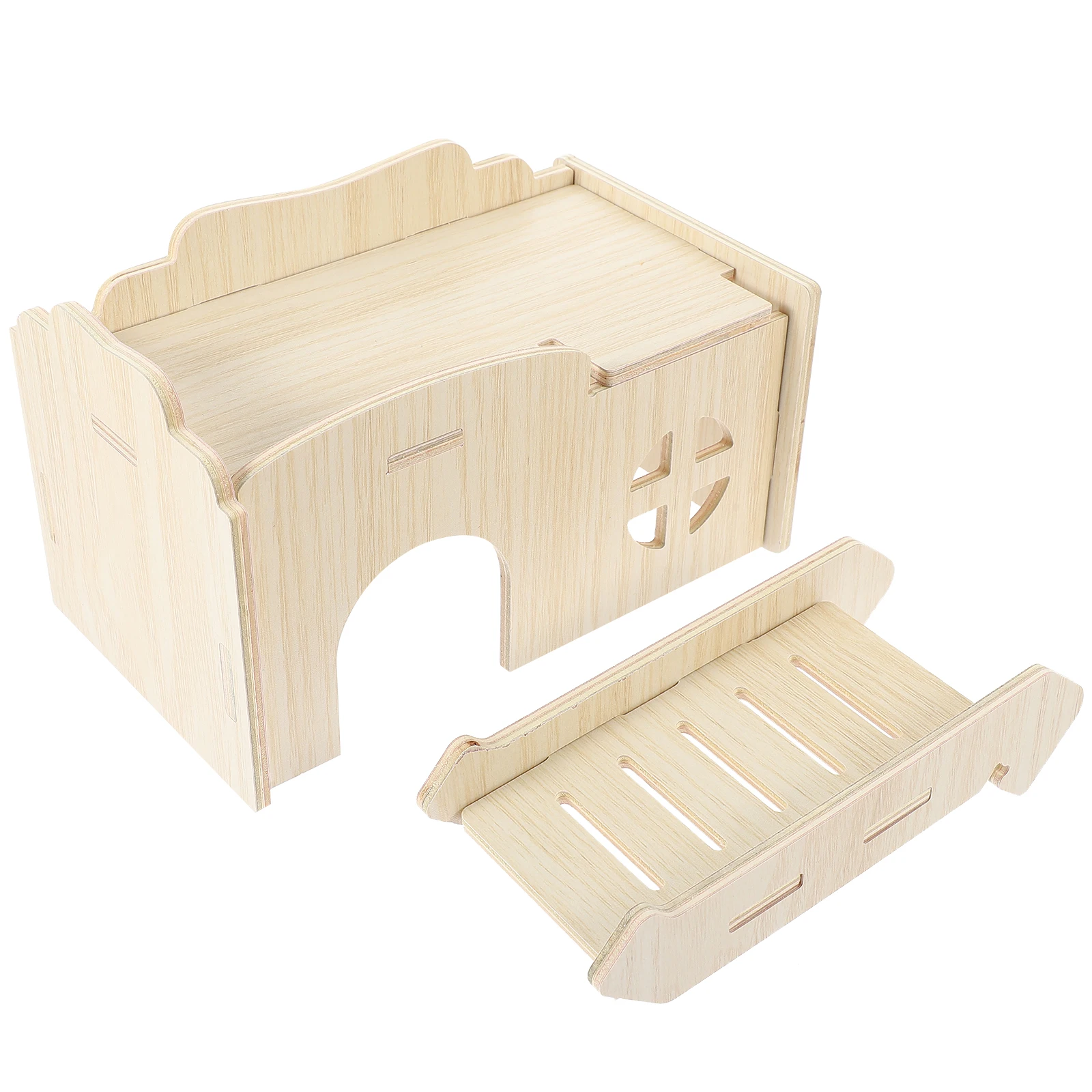 

Double Layer Wooden Hamster Hideout Durable Safe Toy Multi Layer Rat House Pet Castle Chinchilla Toys Wooden Cage Toy Rabbit