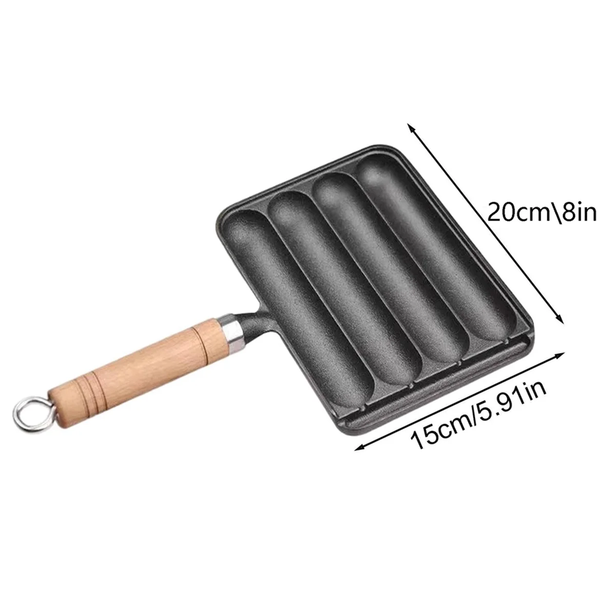 

A71Z Cast Iron Sausage Pan, Pot for Grilled Sausage Cooking, Home Pre Seasoned Grilled Sausage Pot,Horizontal