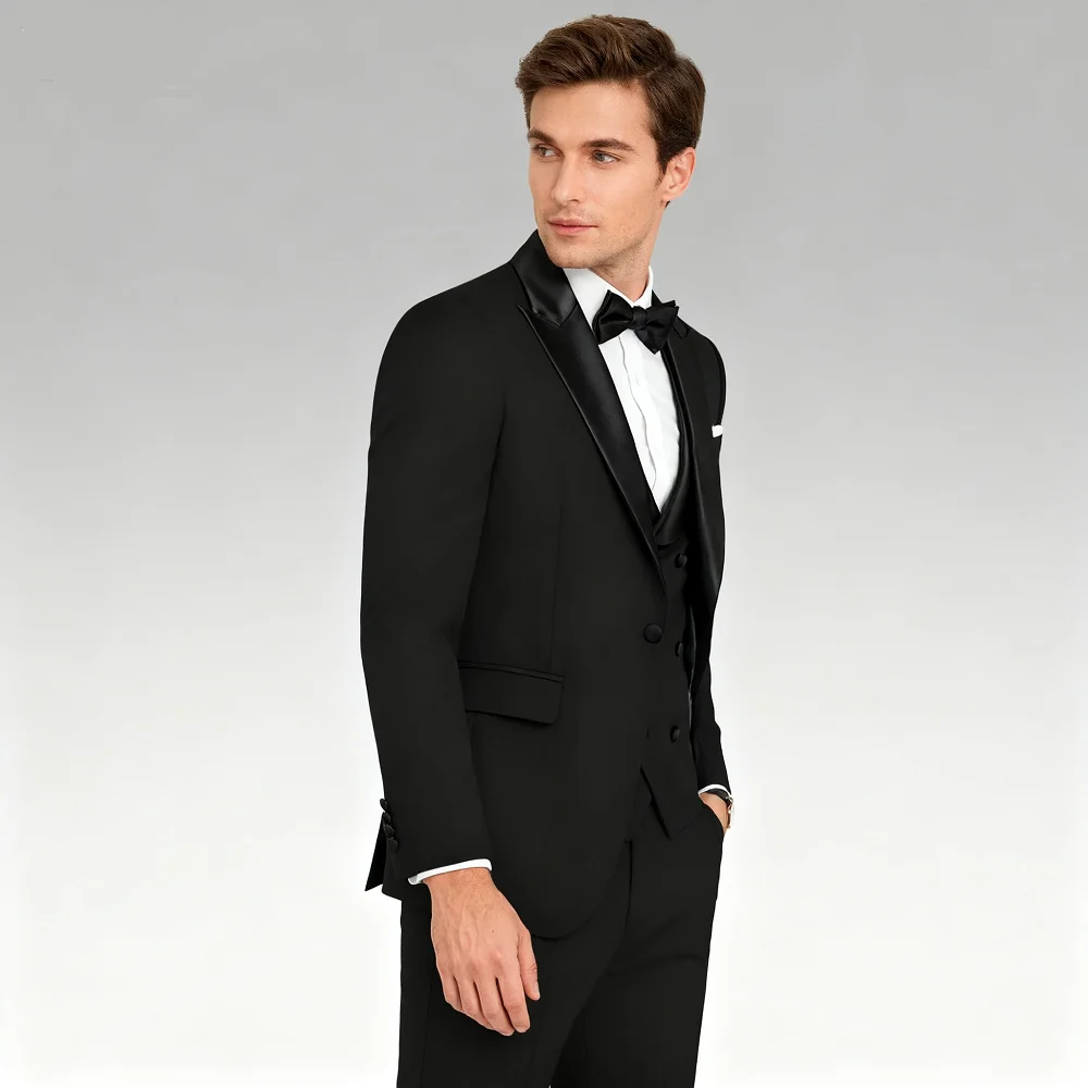 

Luxo Dos Homens Vermelho Slim Fit 3-Piece Terno Com Pico Lapela E Comprimento Regular Jaqueta Calças E Colete Rou