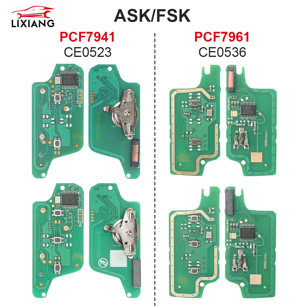 LiXiang  Remote Key PCB ID46 PCF7941/7961 433MHZ For Peugeot 107 307 407 308 408 607 Citroen C2 C3 C4 C5 ASK/FSK CE0523/0536