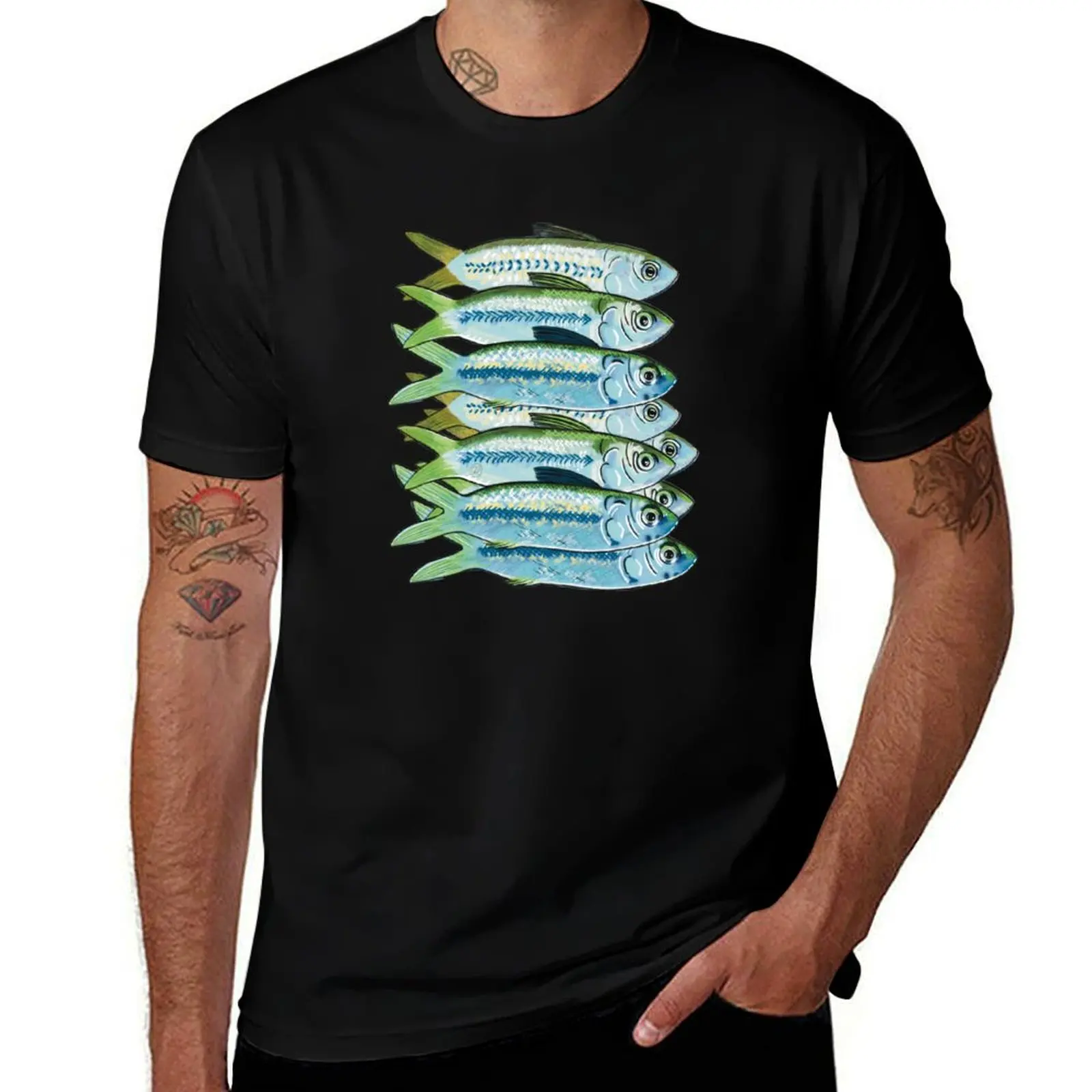 Bait fish, green backs T-Shirt Big and Tall Basic Tee Shirt T-Shirt