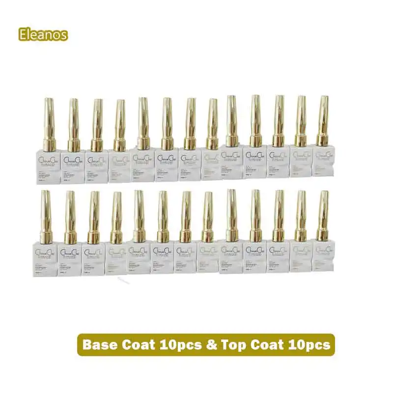 Eleanos Wholesale 10pcs/60pcs No Wipe Top Coat Base Coat Set For Color Gel Nail Polish UV Soak Off Nail Art Varnish for Manicur