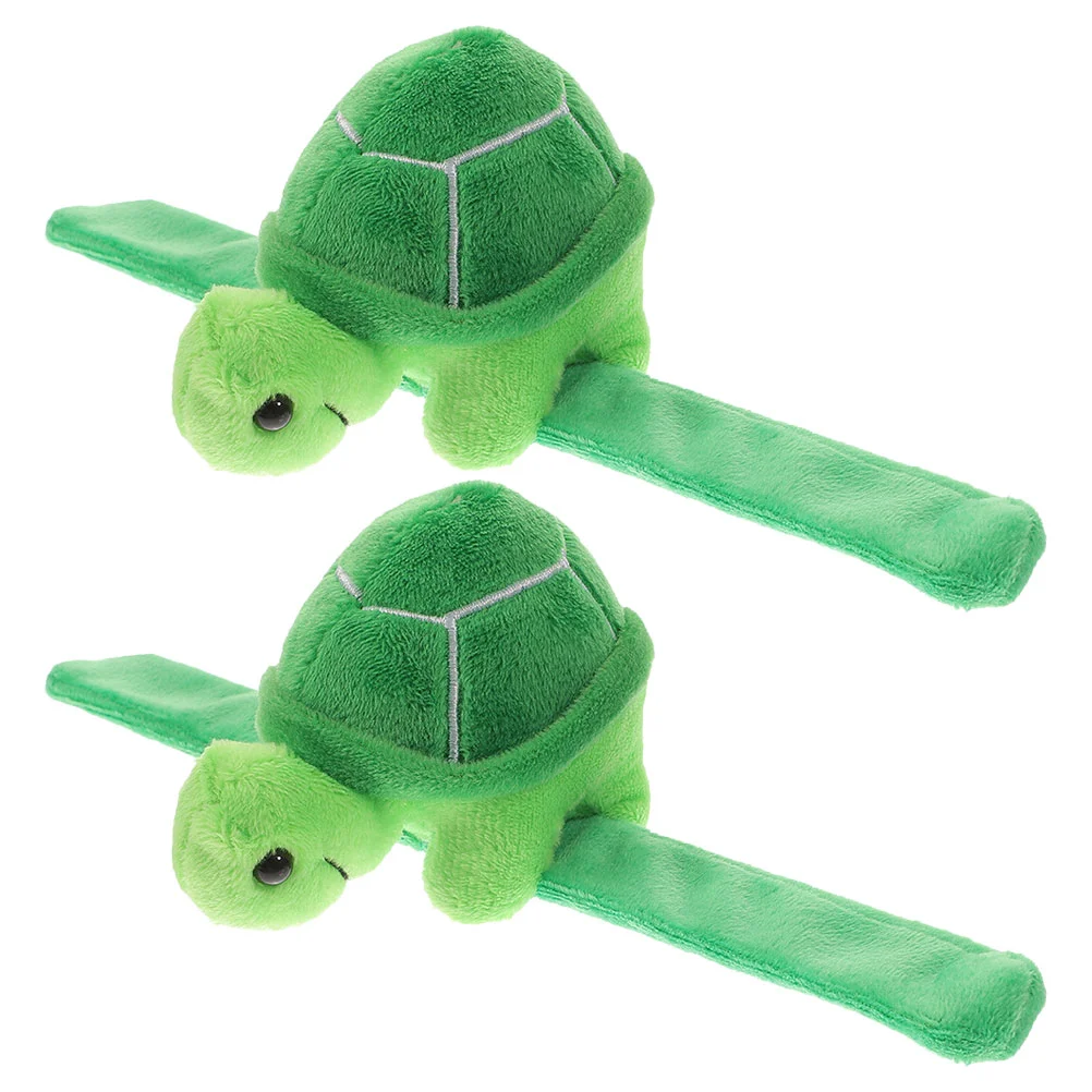 

2 Pcs Mountain Turtle Snap Ring Turtles Slap Bracelets Cartoon Bulk Animal Sea ​​turtle Toy Pp Cotton for Decor Child Lovers