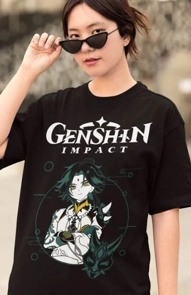 Genshin Impact Xiao Japan Aesthetic Anime Japanese Vaporwave Genshin Impact Raiden Shogun Gaming T-Shirt, Anime Waifu Shirt