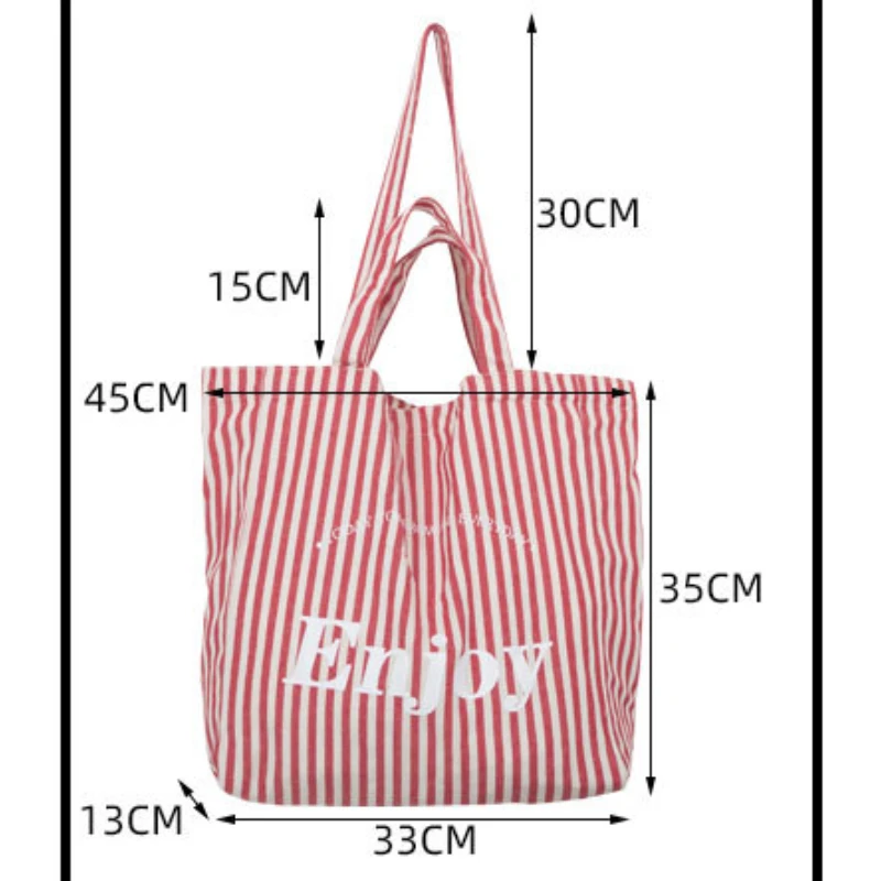 Youda Ladies New Style Canvas Shoulder Bag for Women Simple Stripe Handbag Large Casual Capacity Shopper Tote Bags