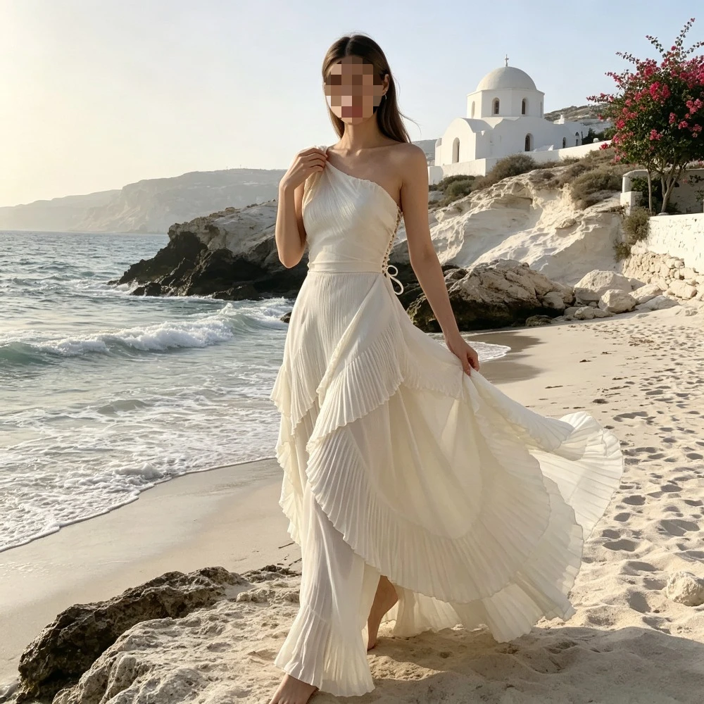 Customized Elegant Strapless Pleated Slim Fit Mermaid Evening Gown 2026 with High Seam Pleated Ball Dress Suitable for Beaches