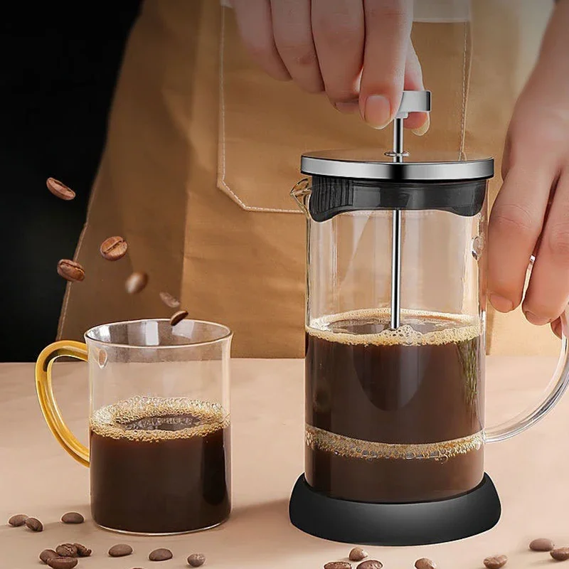 Cafeteras de prensa francesa de 350-1000ML con filtro, maceteros de espuma de leche resistentes al calor de vidrio de borosilicato alto