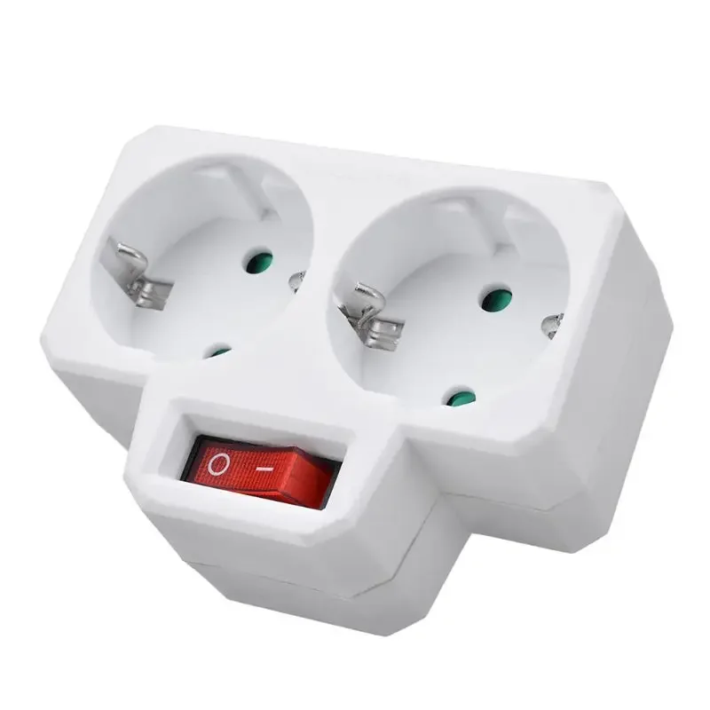 Tomada de conversão soquete duplo com tomada Plug Switch, padrão da UE, 250V, 16A, Q84D