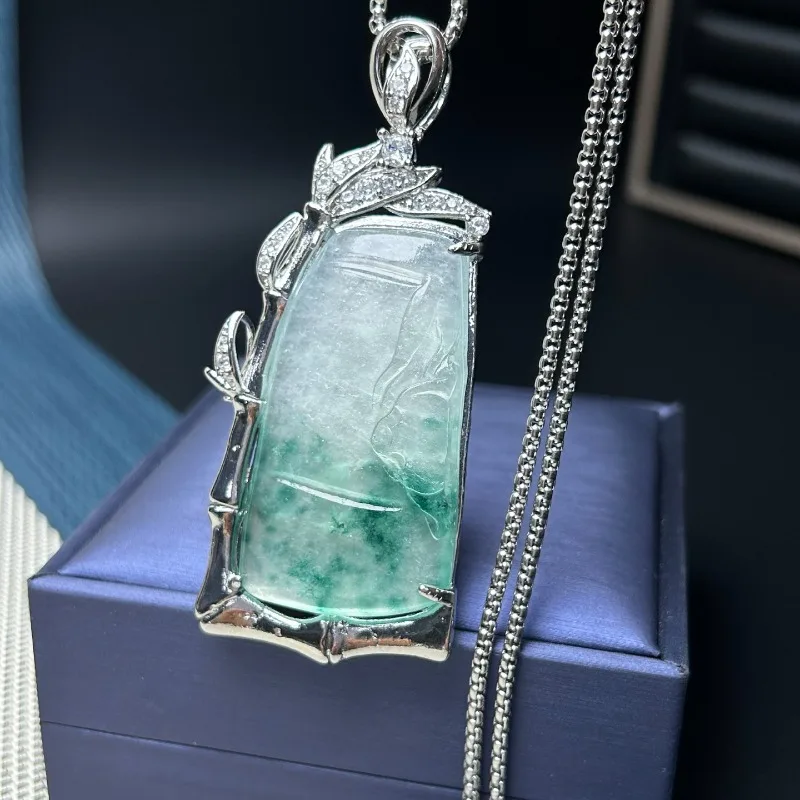 

New Natural Quartzite Jade Bamboo Pendant, Fashionable and Versatile