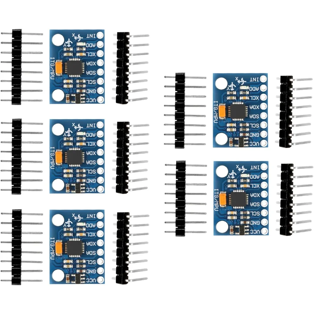 GY-521 MPU6050 6DOF Sensor Module, 3-Axis Accelerometer + 3-Axis Gyroscope with 16-Bit ADC I2C Output, Compatible with Arduino