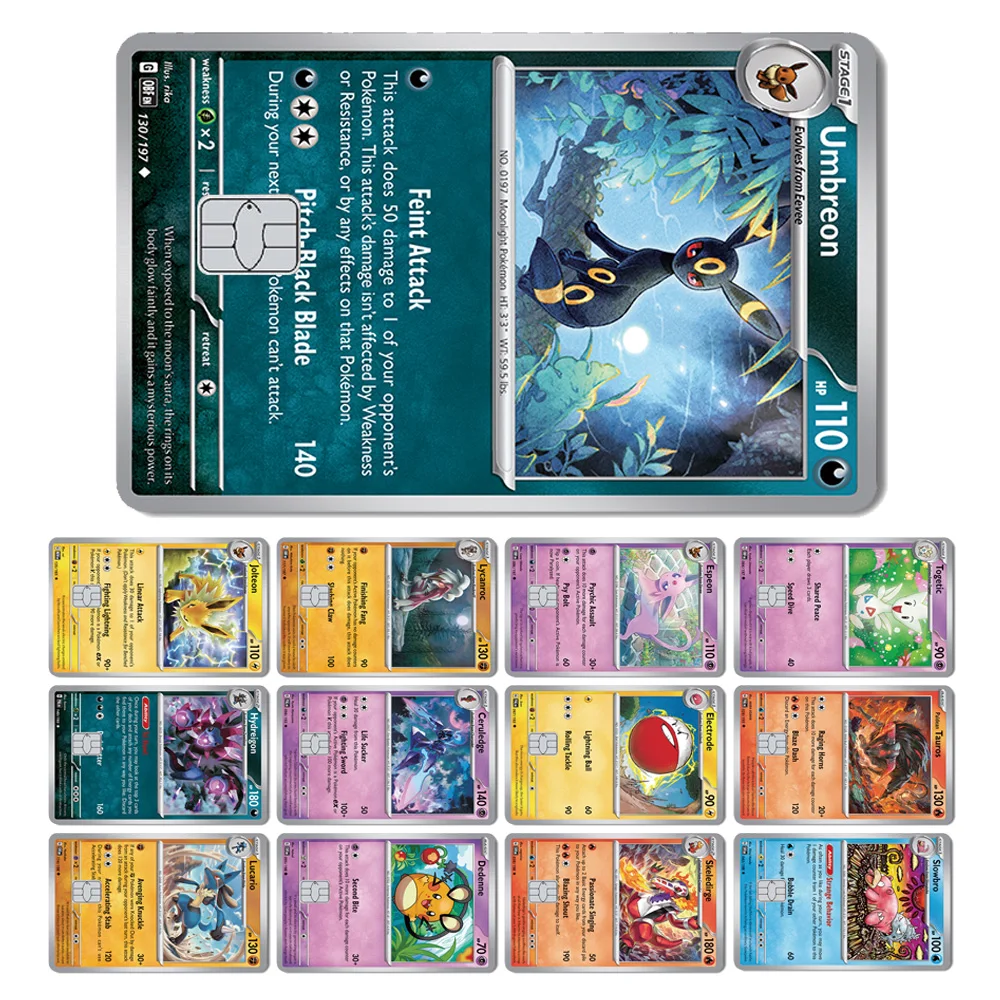 Tubarão mágico pokemons hydraigon espeon umbreon slowbro lucario pvc adesivo filme capa de pele para cartão de débito de crédito