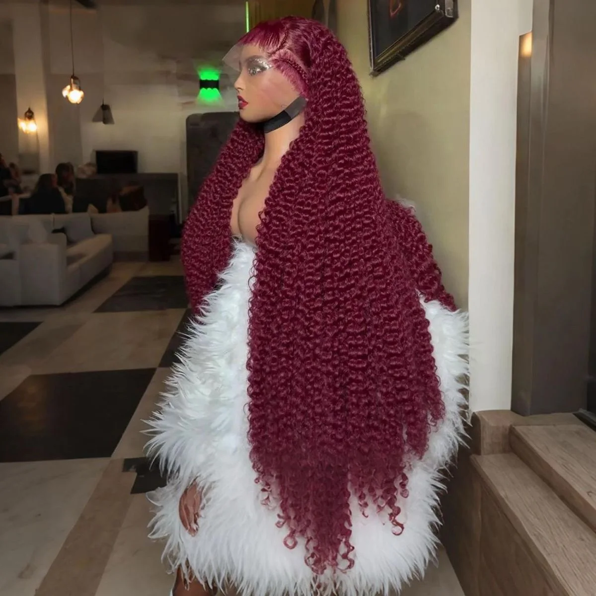 

34 Inch Curly Wigs 13x4 HD Lace Front Human Hair Wig 99j Wig For Women 13x4 Transparent Lace Deep Wave Frontal Wig 1B Headbang