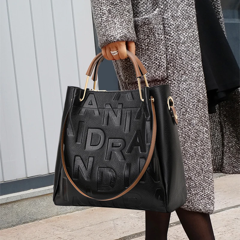 

Aidrani Brand - Embossed Black Tote: Signature Style, Bold Statement