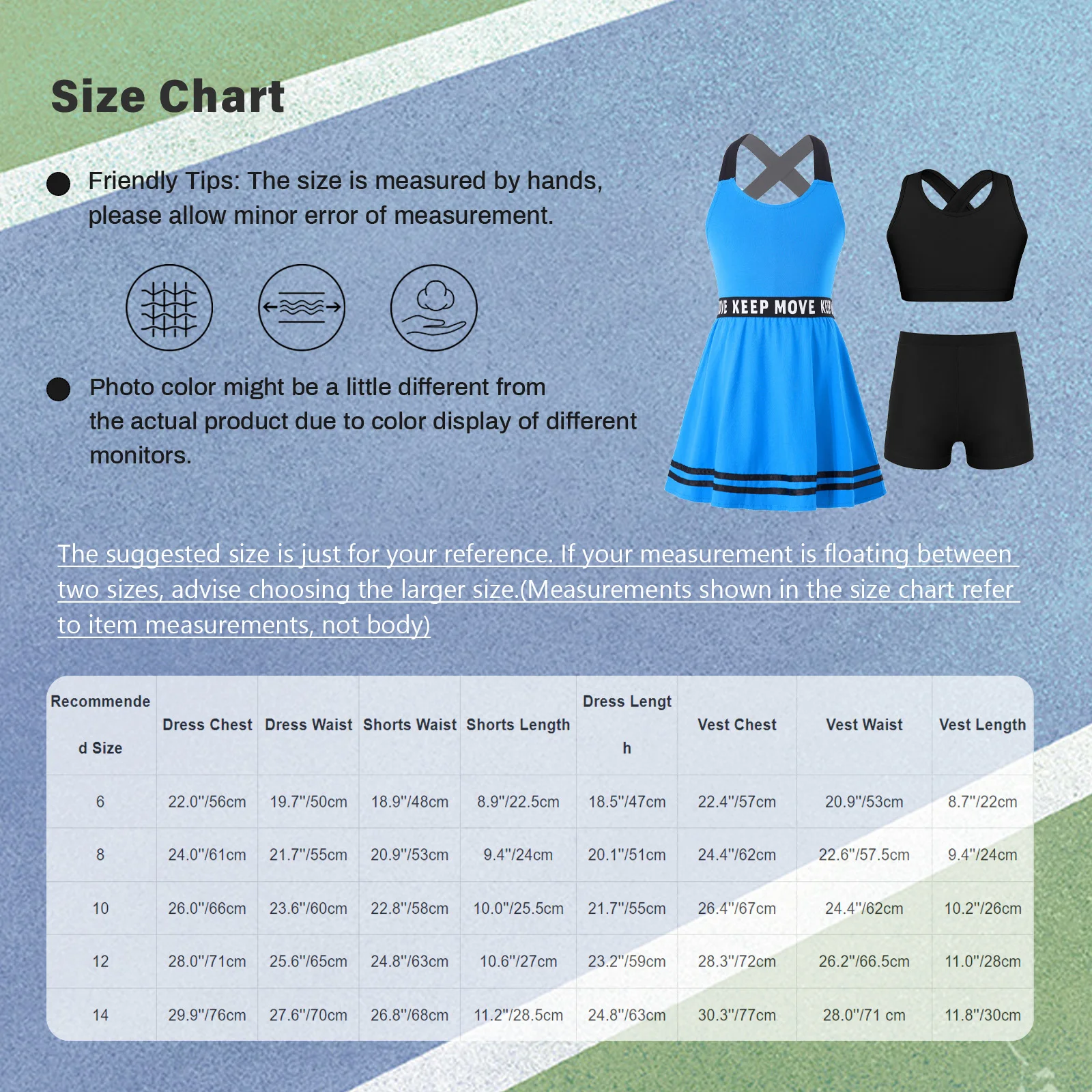 Children Girls Golf Tennis Dress Tops Letters Printed A-line Athletic Dresses Shorts for Badminton Workout Exercise Sports Wear