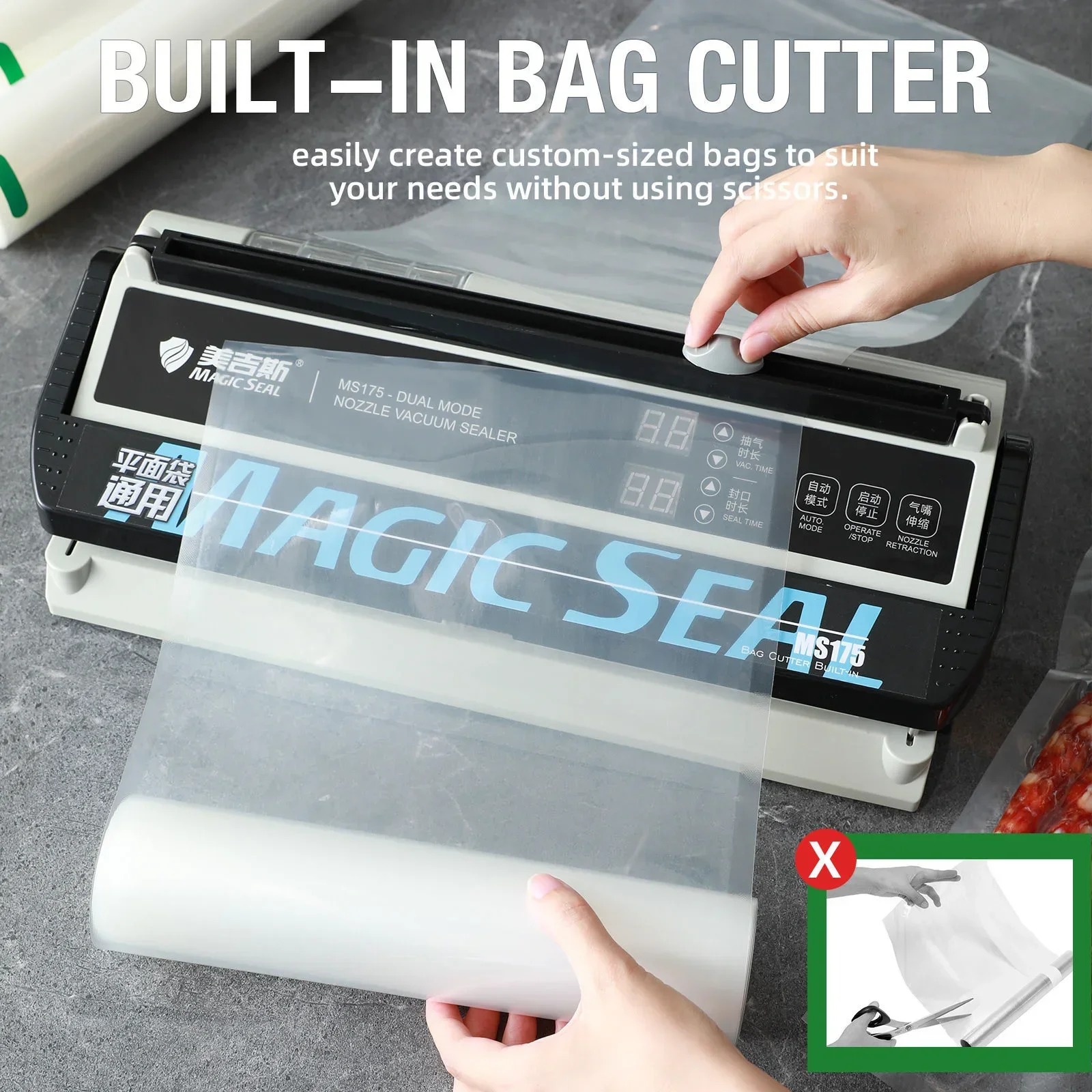 MAGIC SEAL MS 175 Vacuum Food Sealer Electric Wet Vacuum Sealer Machine Professional Home Food Vacuum Sealer Packaging