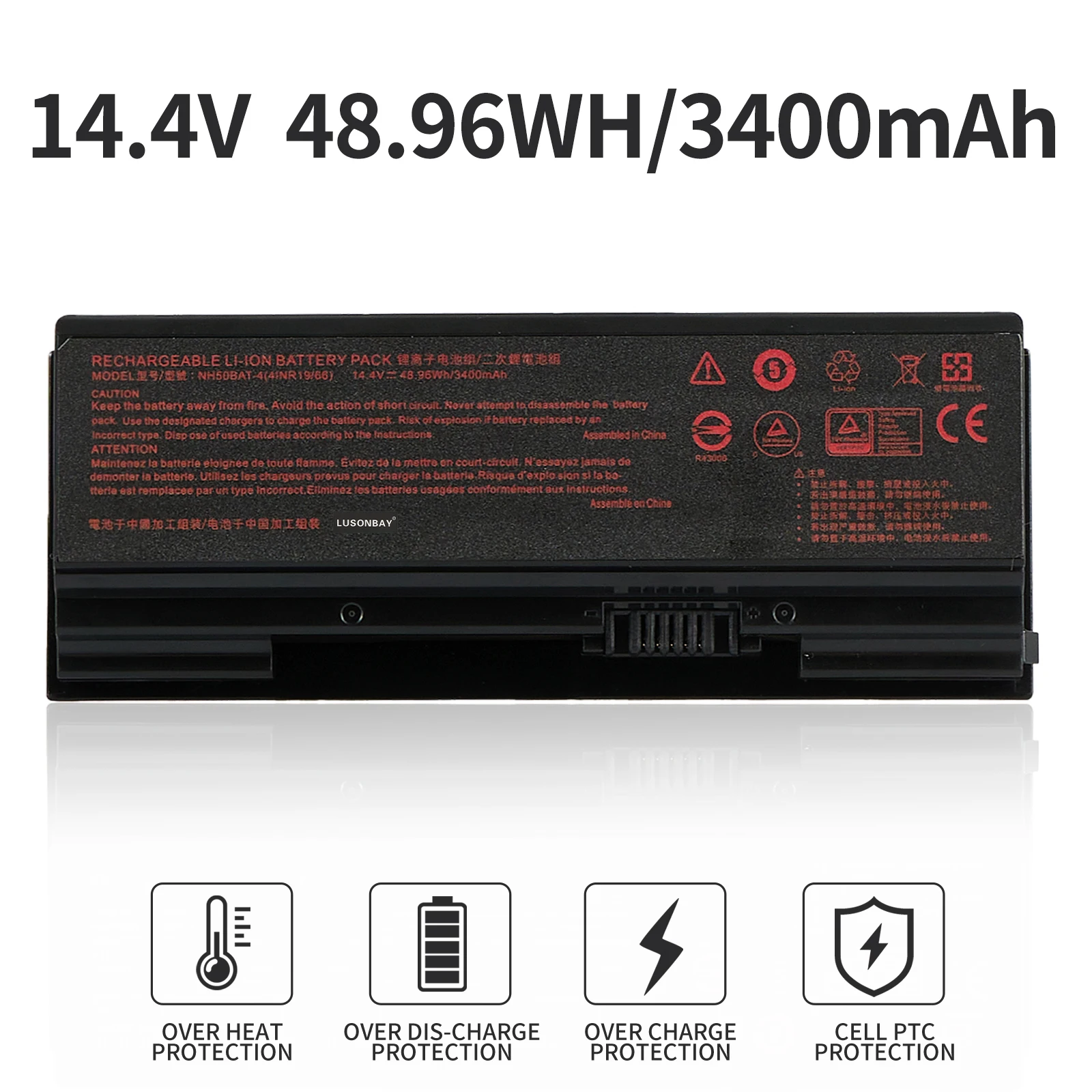 Bateria LUSONBAY NH50BAT-4 do Clevo NH70RAQ NH55EDQ NH50RA NH55RCQ NH58RDQ NH70RHQ NH58RCQ, do Machenike T58, do Sager NP6875 — zdjęcie produktu 4