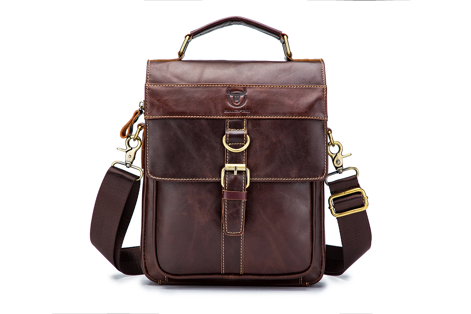 Man Bag Cow Leather Man's Casual One Shoulder Crossbody Bag Tablet Mobile Phone Leather Business Retro Portable Briefcase