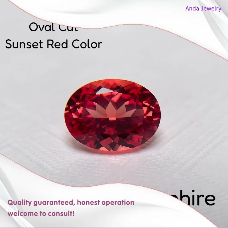 

M-Lab выращенный сапфир, закат, красный цвет, овальная огранка, различные цвета, несколько размеров для изготовления ювелирных изделий своими руками, сертификат на выбор