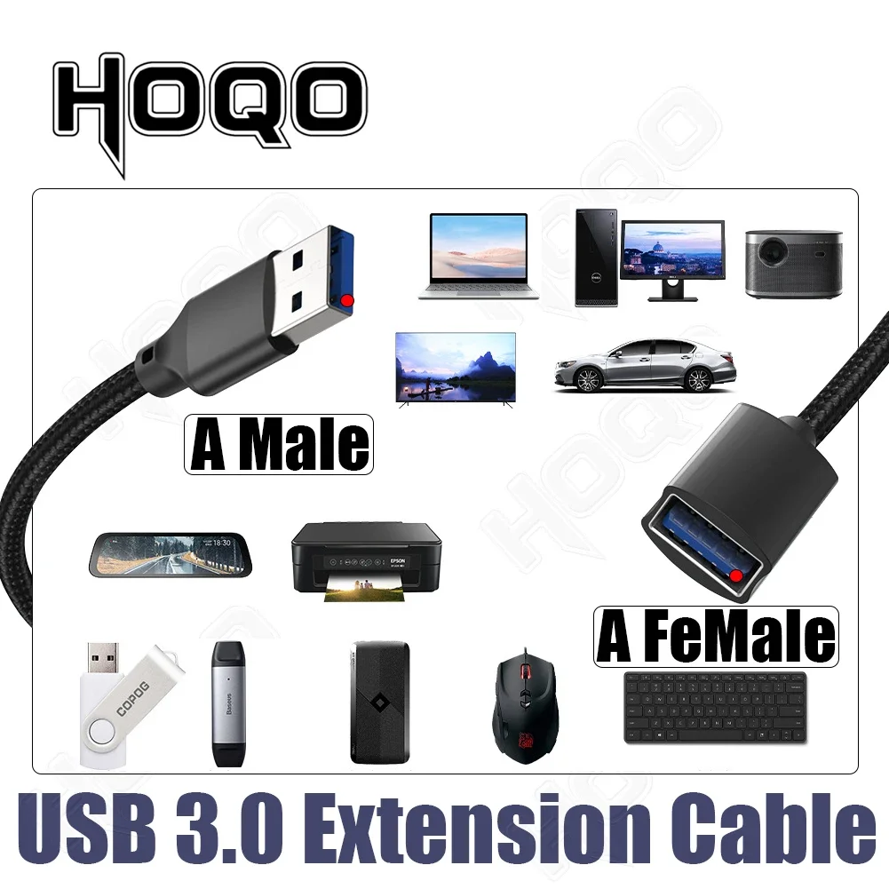 Nylon Braided USB 3 extension 0.5m 50cm Shielded USB 3.0 Extension Cable 1m 2m 3m 3 meters USB 3.0 Male to Female Extender Cord