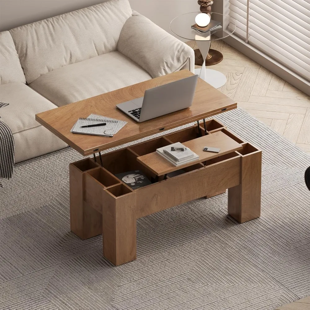 

Lift Top Wood Coffee Table with Hidden Compartment Storage for Home Living Room, 43-Inch Large Lifting Rectangle Center Tea Tabl