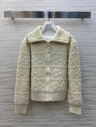 High end customized women's jacquard sweater cardigan