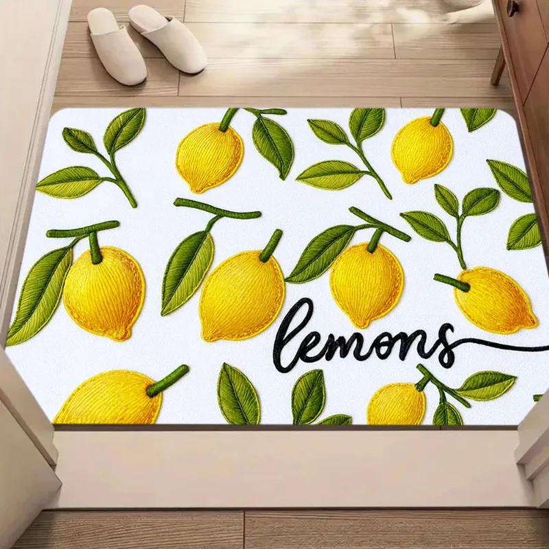 Summer Lemon Fruit Ceramic Tile Kitchen Mat Decor Carpet for Living Room Corridor Balcony Rug Bathroom Anti-slip Floor Mat Decor