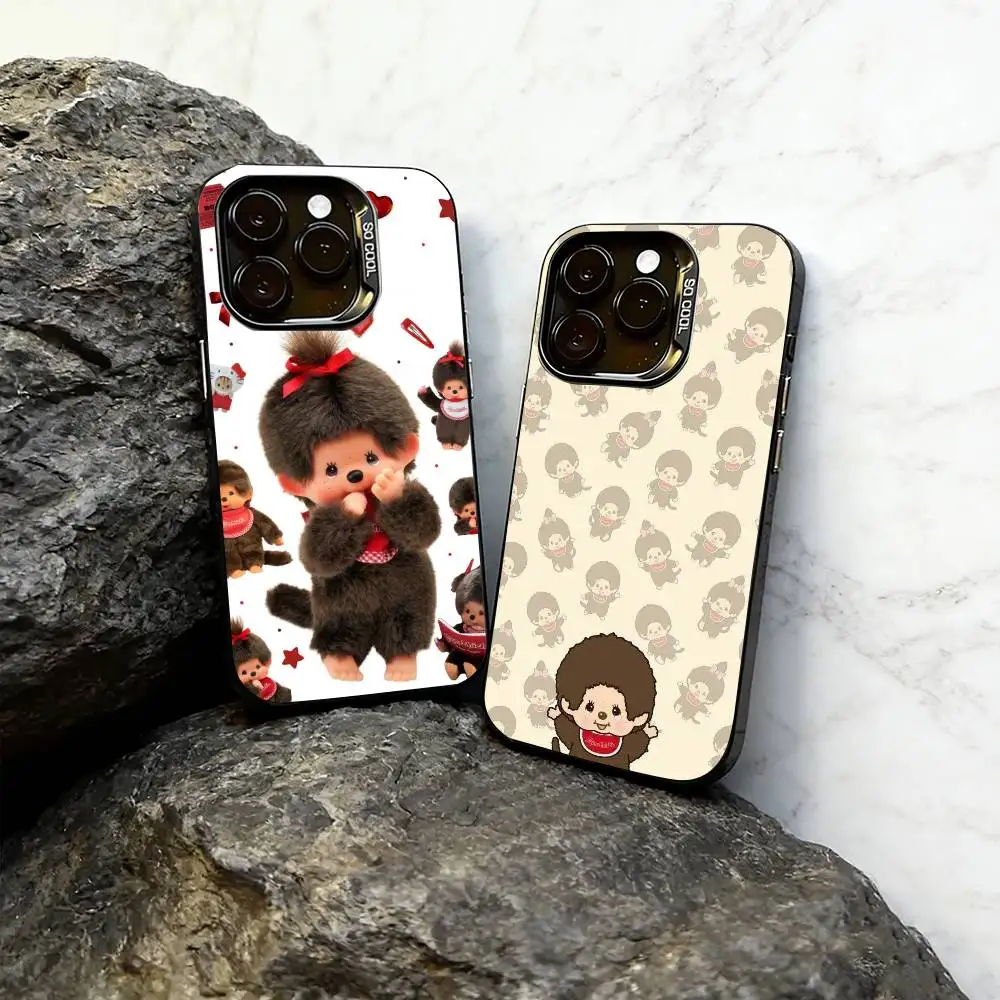 

Cute Monchhichis Phone Case For iPhone 17,16,15,14,13,12,11 Plus,Pro Max,XS,Colored Silver Plated Inside Cover