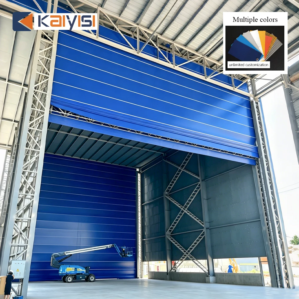 Large Size Windproof High Speed Stacking Folding Door With Transparent Window For Warehouse Workshop