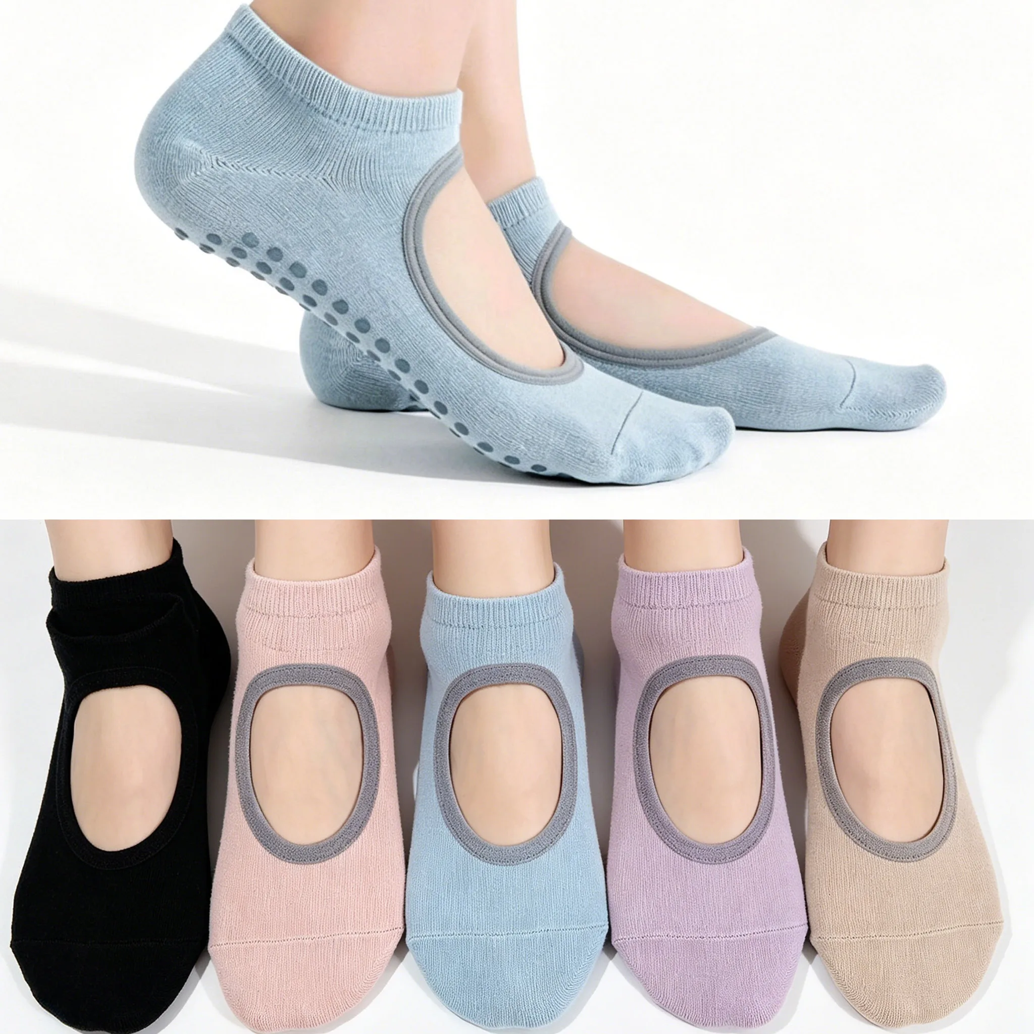 Non-slip Yoga Socks for Women Men, Anti-skid Bottom Indoor Fitness Sports Socks, Soft Breathable Dance Practice Socks, Non Slip