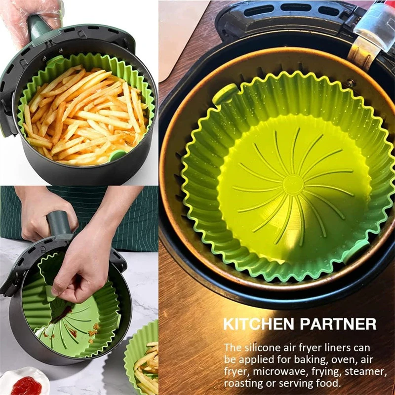 Air Fryer Silicone Basket Reusable Silicone Mold For Air Fryer Pot Oven Baking Tray Fried Chicken Mat Air Fryer Accessories