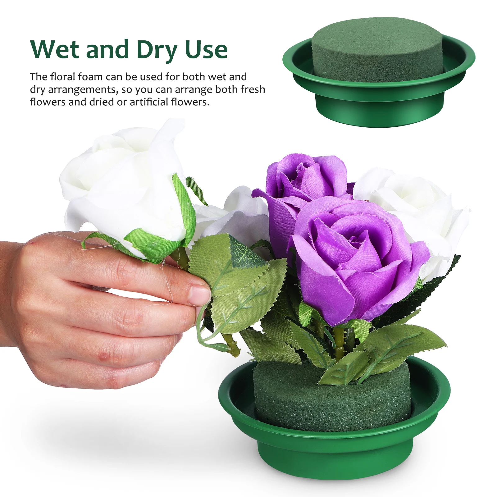 

6pcs Floral Foam Flower Mud Round Florist Supplies Wet Dry Use Floral Arrangement Foam Absorbent Flower Mud For Wedding Garden