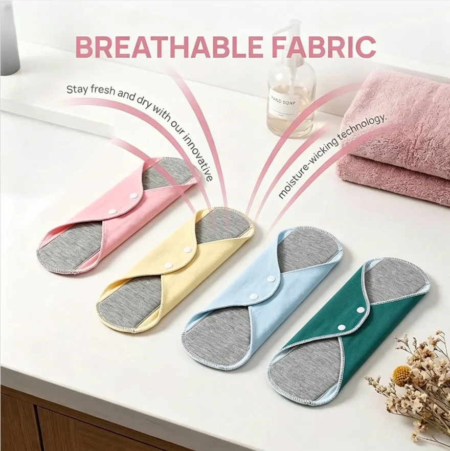4 Pieces Reusable Graphene Incontinence Pads - Leak-Proof, Washable Sanitary Napkin for Elderly Care and Mobility Support