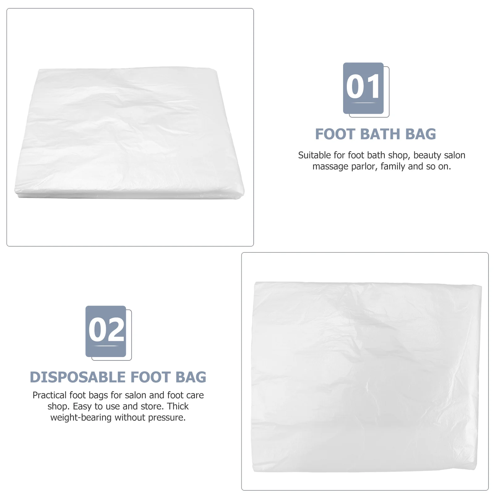 2 Packs Foot Bath Bags Disposable Foot Bag Thickened Foot Soak Pouch One-time Pedicure Supplies for Home Shop 55x65cm 80pcs/Pack