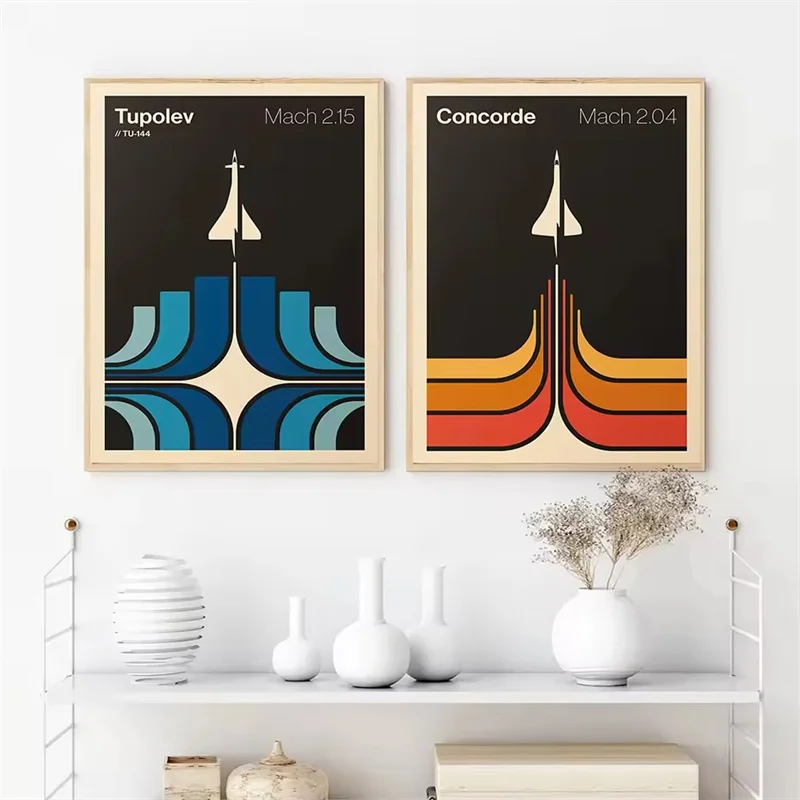 الحديثة الحد الأدنى كونكورد طائرة الملصقات عالية السرعة الطيران يطبع طائرة المدنية حائط لوح رسم صور ديكور غرفة المنزل