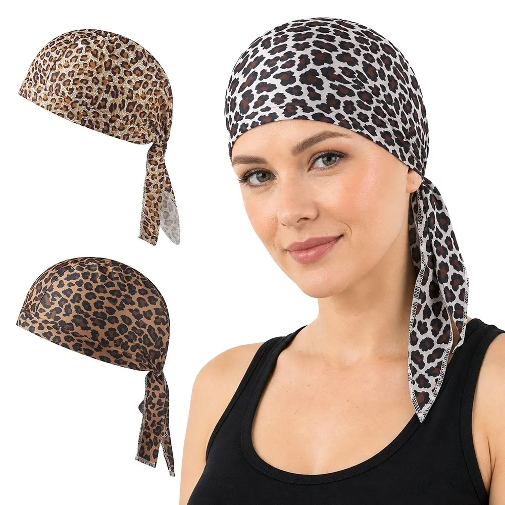 

New Leopard Print Bandana Hat Breathable Adjustable Sports Headscarf UV Protection Elastic Sun Protection Cap Unisex