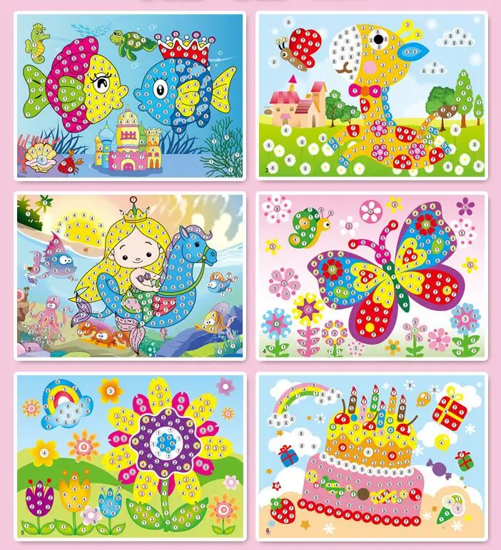 3-20 pz/lotto adesivi diamante fai da te fatti a mano pasta di cristallo pittura mosaico Puzzle giocattoli colore casuale adesivi per bambini regalo