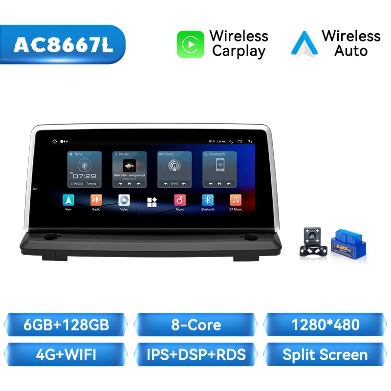 Draadloze CarPlay Autoradio Voor Volvo XC90 2007-2013 Android 14 8G + 128 GB GPS Navigatie DSP HD Touchscreen 4G Wifi Plug & Play