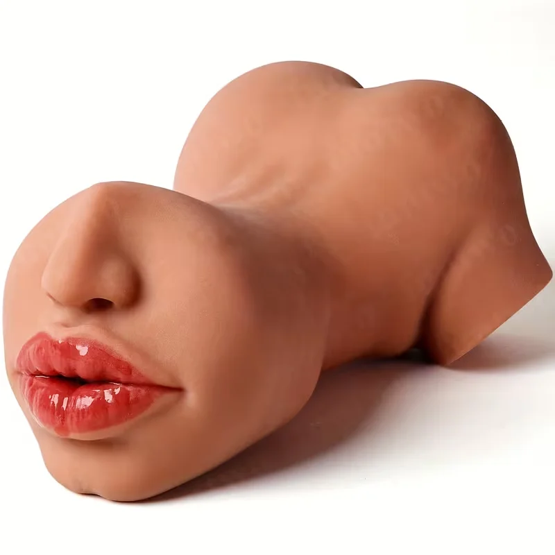 Realistic 3-in-1 male masturbation toy, adult sex toy. Equipped with 3D mouth shapes, lifelike textured tongues, vaginal and tig
