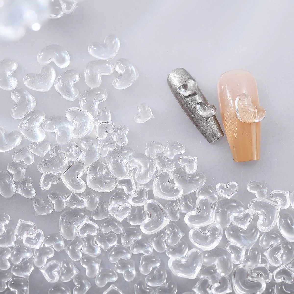 

50pcs Transparent love nail charms jewelry three-dimensional peach heart decoration small accessories nail accessories resin han
