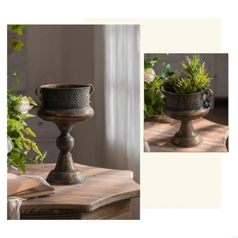 Flower Pot Iron Planter Weather Resistant Suitable For Year Round Indoor Outdoor Decoration In Terraces Or Living Space 55KF