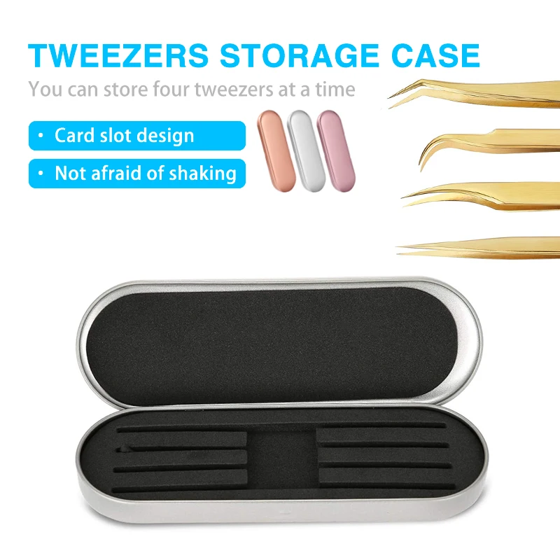 

Eyelashes Tweezers Box Exquisite Tinplate Protection Storage Box Eyelash Lash Extension Beauty Pencil Case Makeup Tools