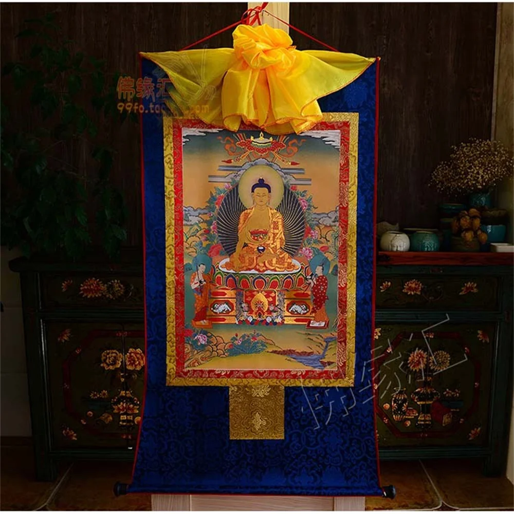 

Sakyamuni Buddha Thangka wall picture Tibetan gold-plated Sakyamuni wall picture