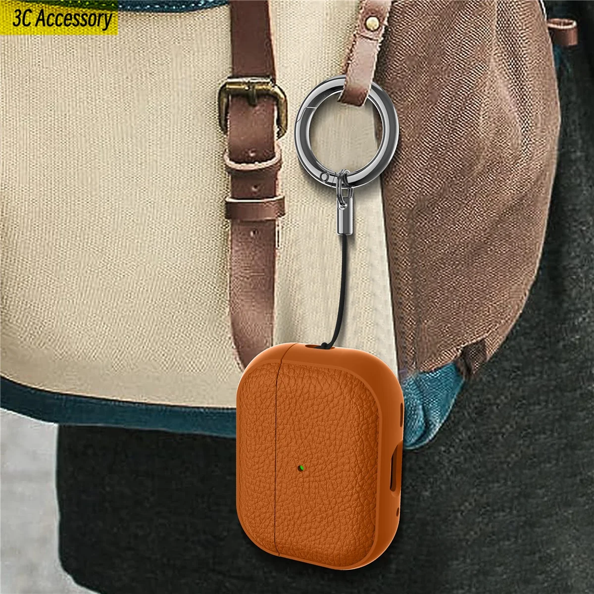 새로운 에어팟 프로 2025 케이스 PU 가죽 질감 케이스 키링 포함 에어팟 무선 이어폰 액세서리 에어팟 4세대 케이스용