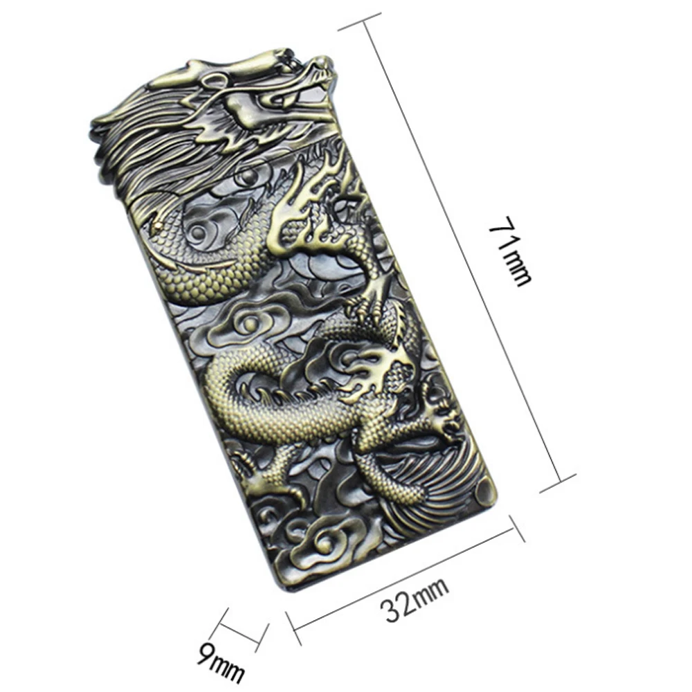 Unique Metal Relief Dragon Gasoline Cigarette Lighter Retro Windproof Petrol Trenches Kerosene Lighters Oil Fire Gadgets