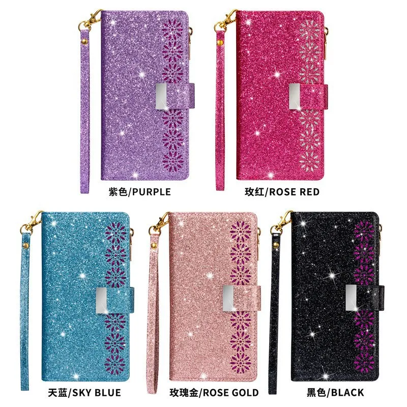 Applicable to Samsung S26Ultra multi-functional starry sky laser-engraved glitter phone case S23 card insertion protection shell