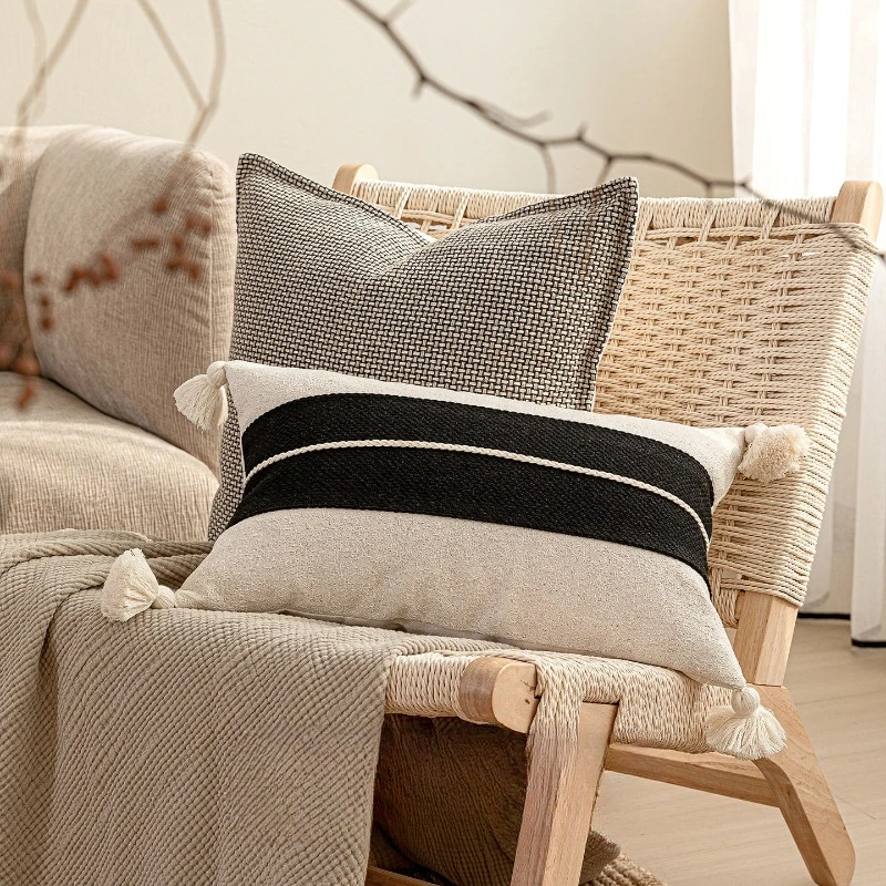 

30X50/45X45/50X50CM Black White Throw Pillow Cover Geometry Simple Stamping Waist Cushion Cover Decor Home Decorative Pillowcase