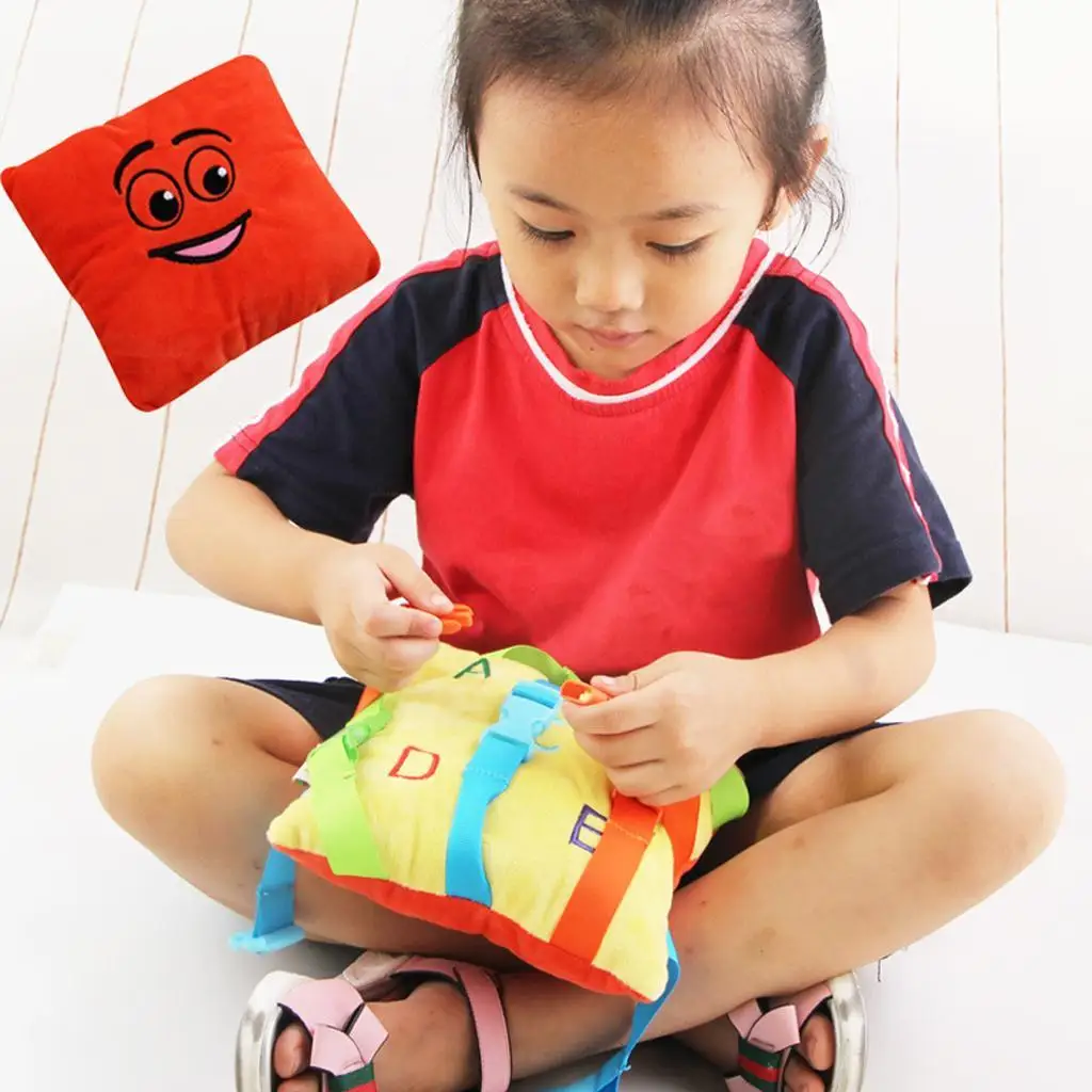 

Zip Button Snap Buckle Tie Lace Puzzle Soft Cloth Life Skill Cube Toy for Baby Early Learning Preschool Activity