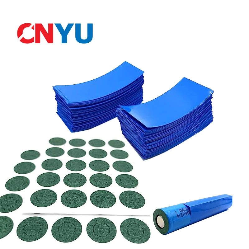 20/50/100 pcs 18650 battery PVC heat shrinkable tube bushing and insulation gasket paper are used for battery packaging.