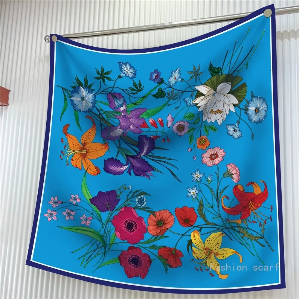 

90*90 см Элитный бренд шелковый квадратный шарф хиджаб женский бандана мягкие шарфы шейный платок женская шаль для волос повязка на голову новые растения